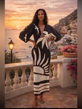 Cala de la Cruz x Anthropologie Gaia Puff-Sleeve Maxi Dress size XS.